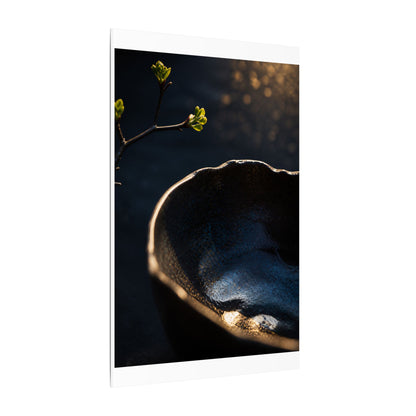 Ma Ceramic Bowl Canvas Art - Dark Japandi Shadow Zen