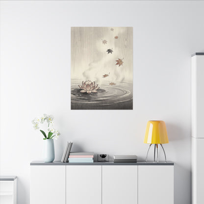 Lotus Flower Canvas Art | Autumn Zen Ukiyo E Inspired Art