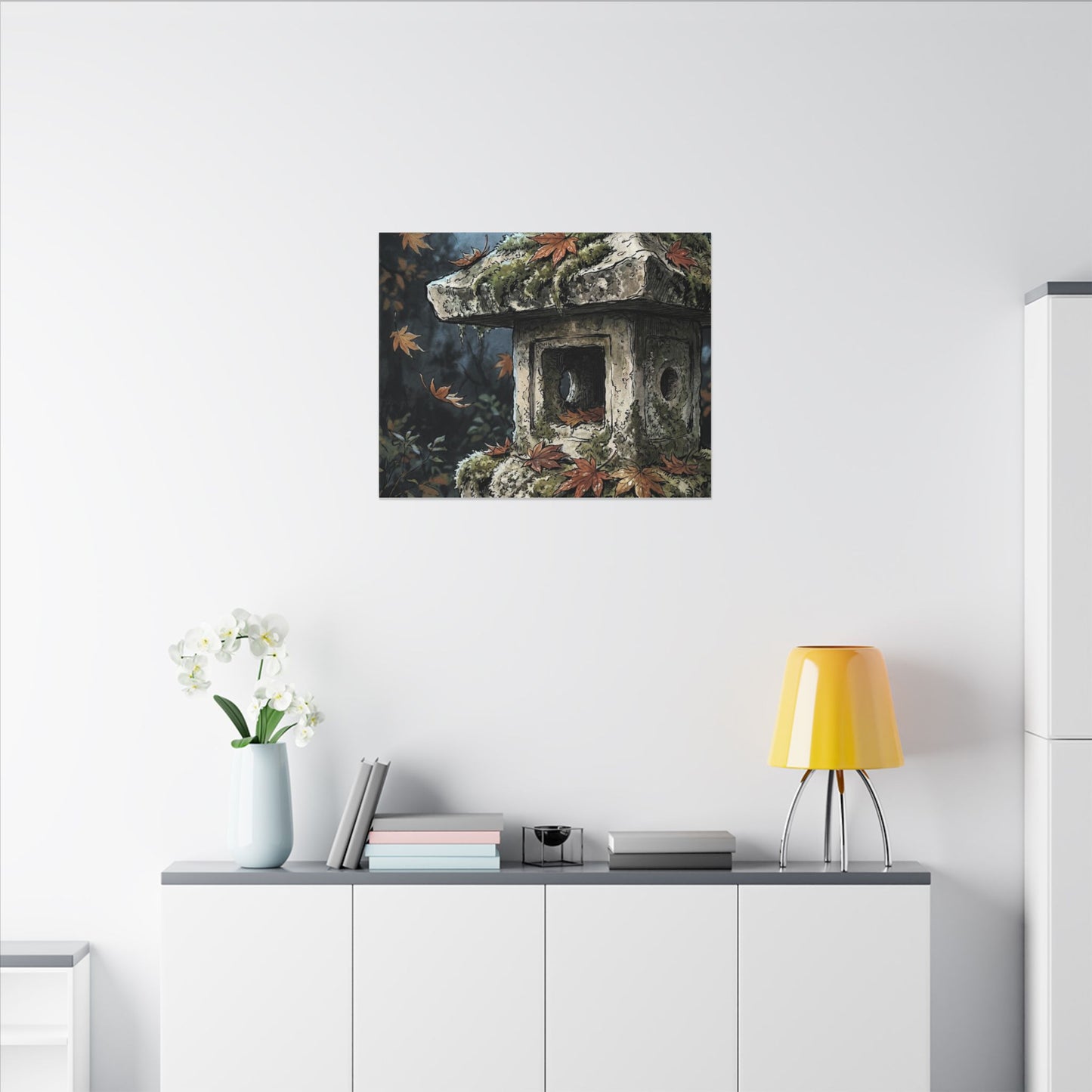Shibui Stone Lantern Canvas Art - Japandi Minimal Line