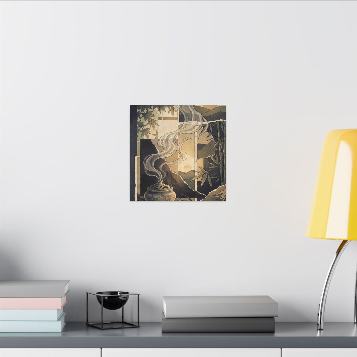 Tranquil Incense Smoke Canvas Art - Ukiyo E Inspired Zen