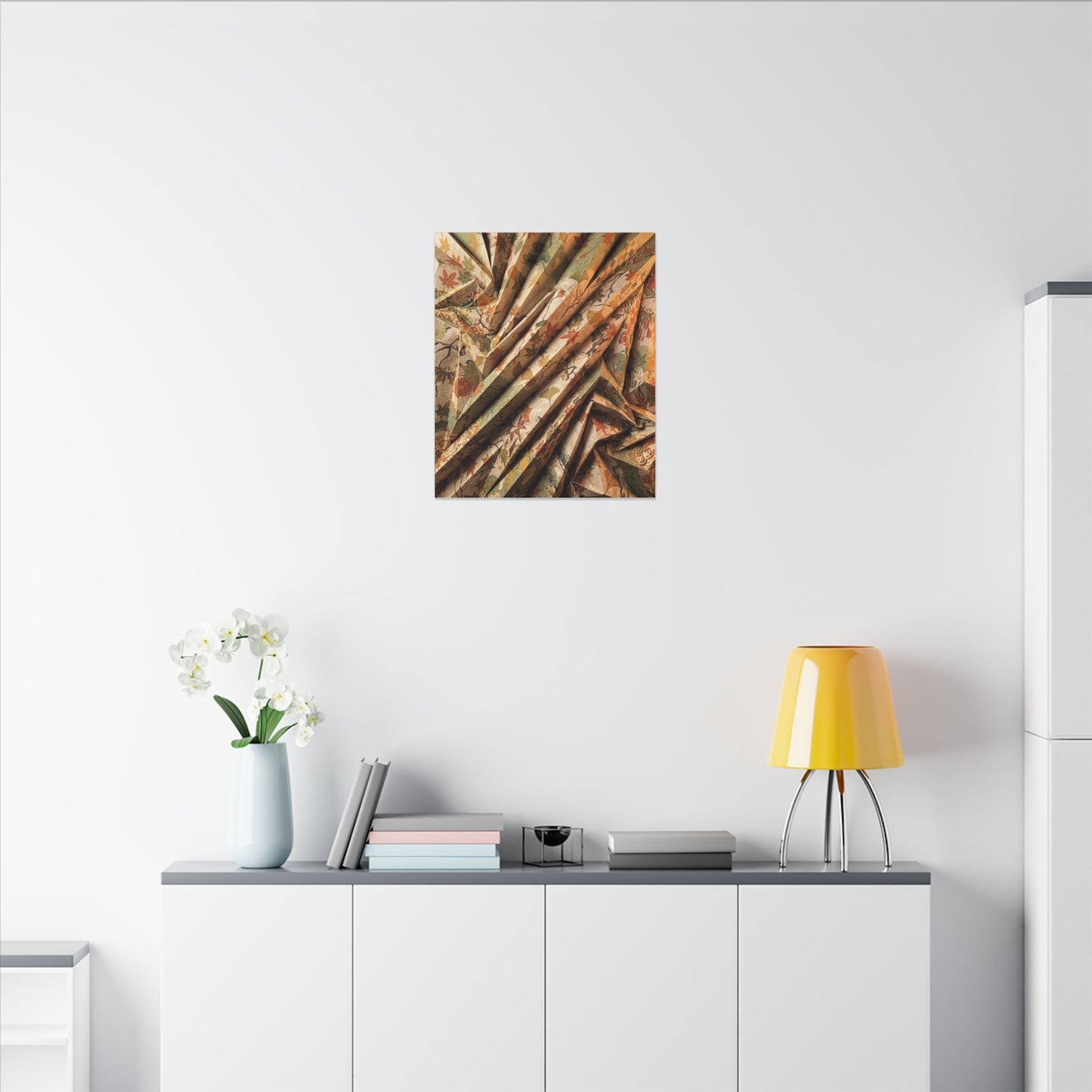 Paper Fold Autumn Canvas Art | Japandi Earthy Design