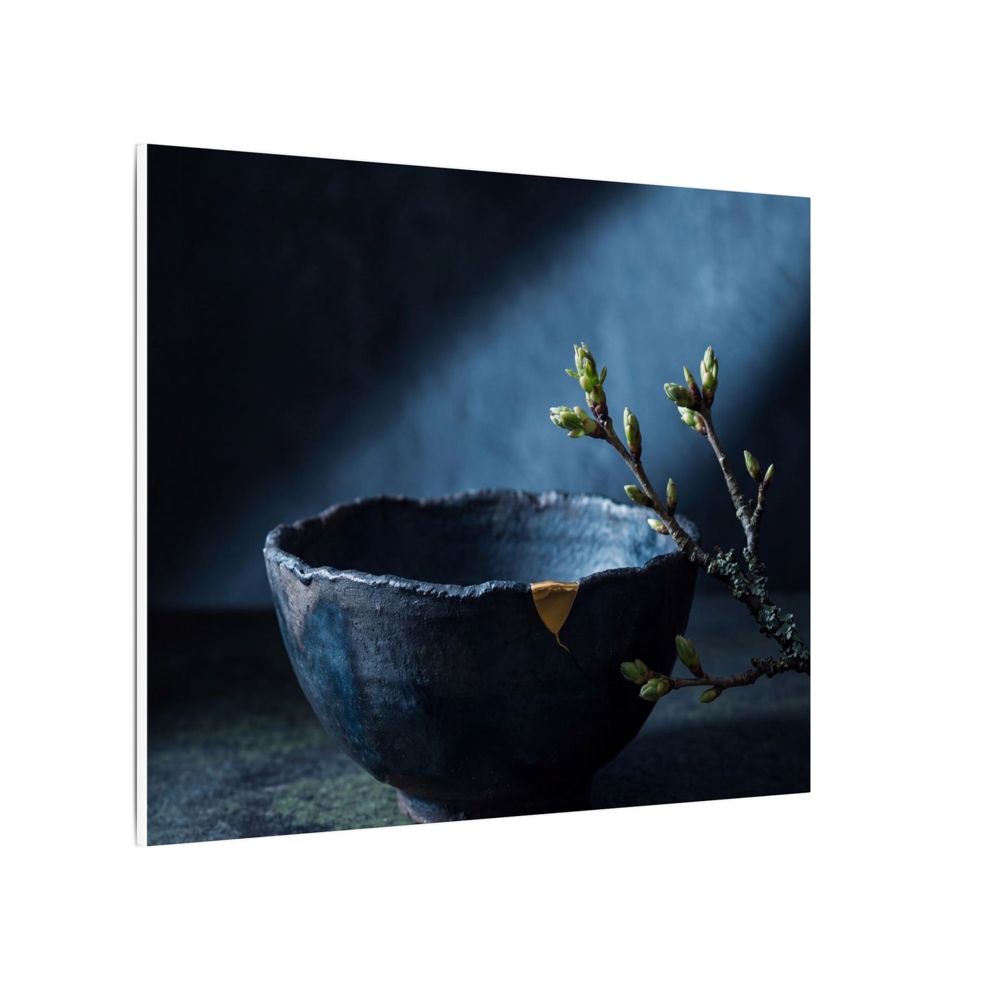 Ceramic Bowl Shadow Zen Canvas Art | Sophisticated Dark Japandi Art