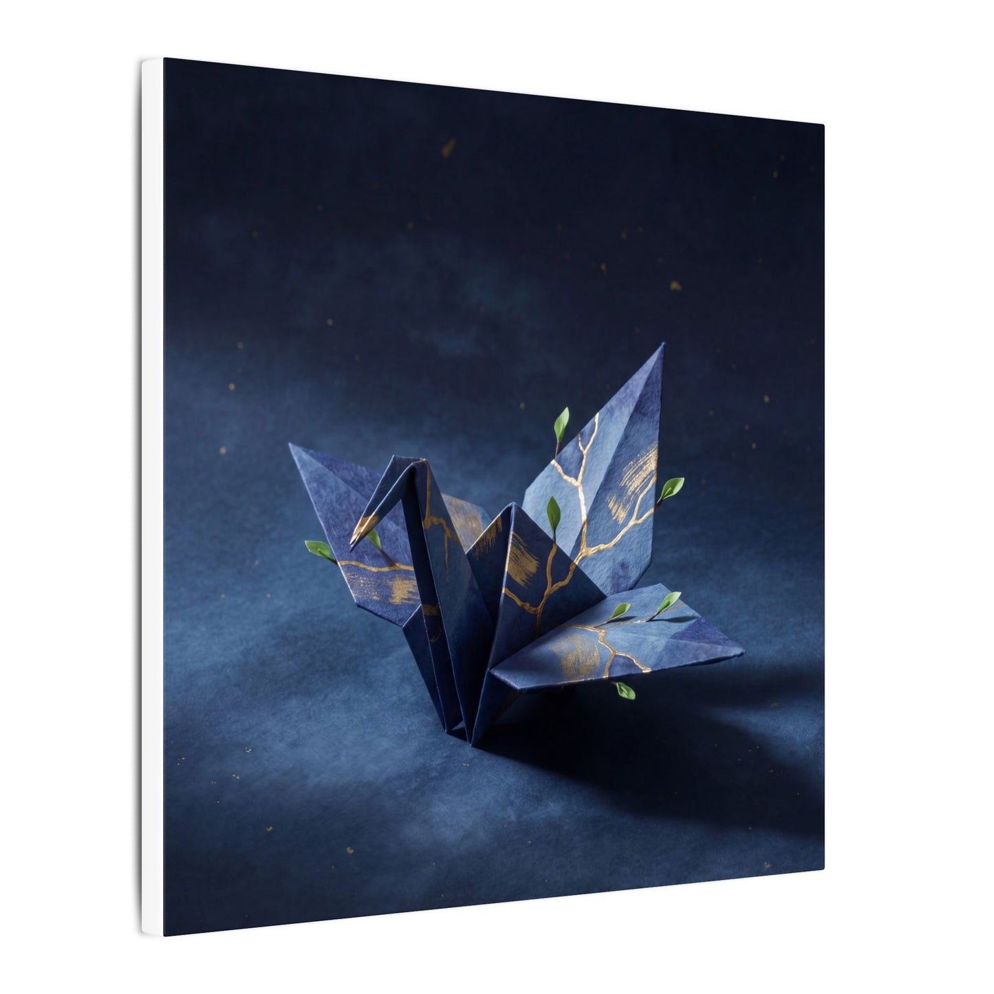 Kintsugi Paper Fold in Moonlight | Crackle Gold Canvas Art