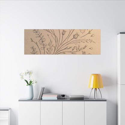 Dried Flowers Canvas Art | Spring Japandi Minimal Line Art