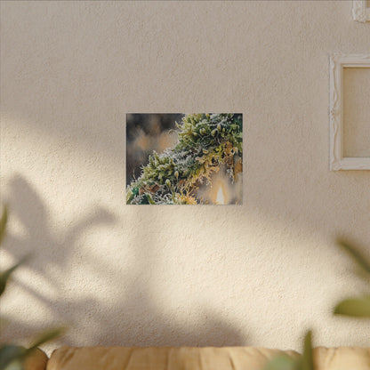 Winter Moss Close Up Watercolor Canvas Art | Neutral Decor
