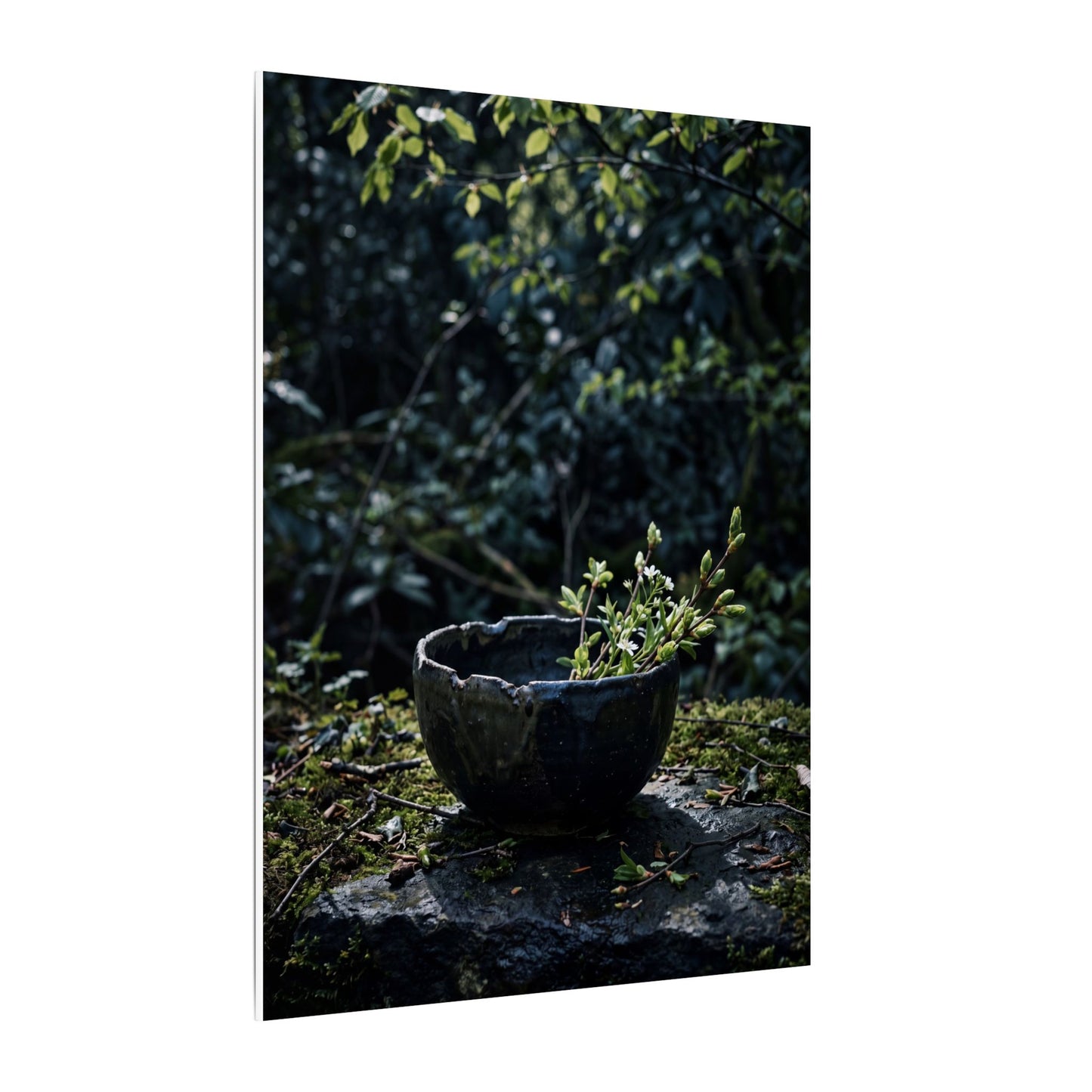 Dappled Ceramic Bowl Canvas Art - Dark Japandi Datsuzoku