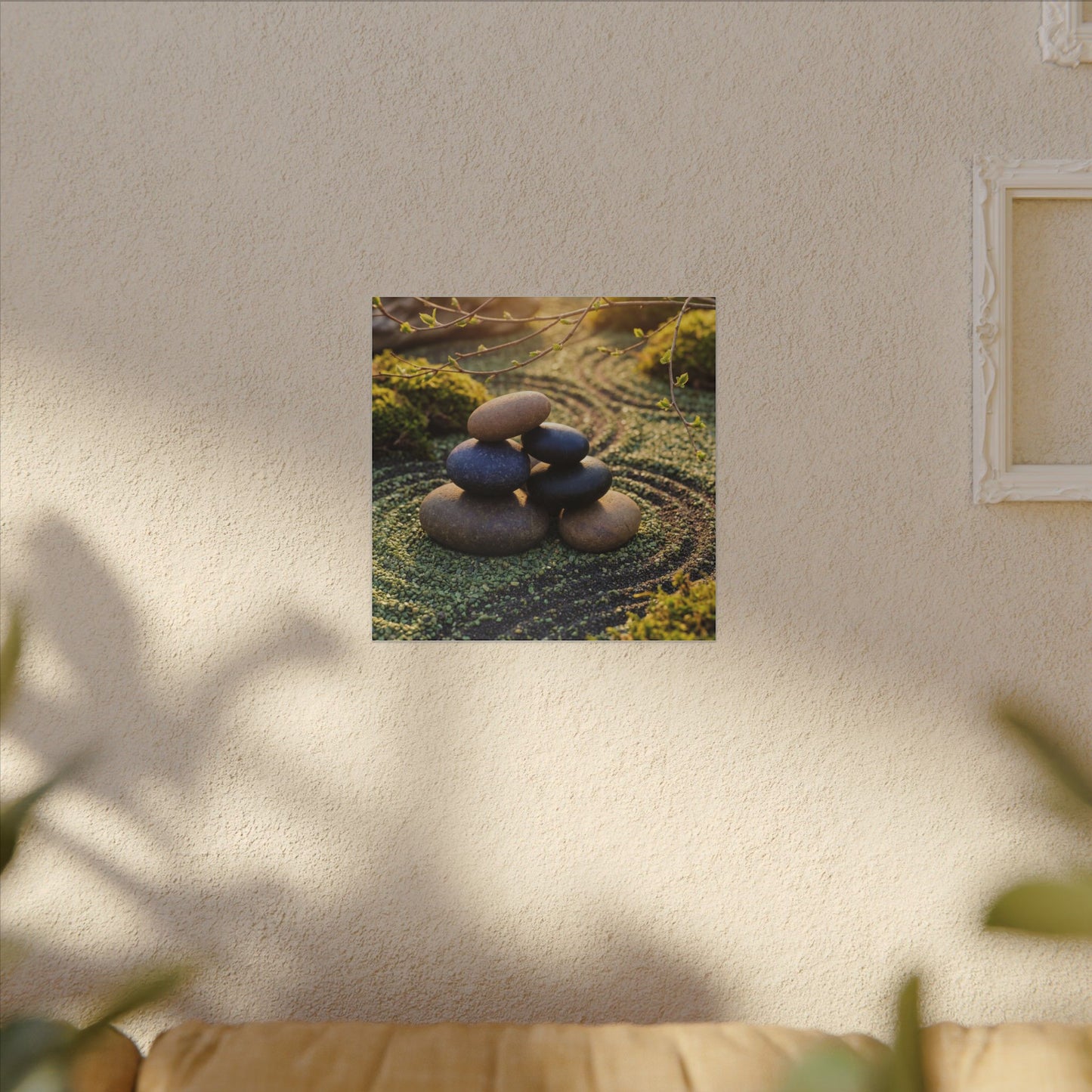 Zen River Stones in Golden Hour | Karesansui Canvas Art