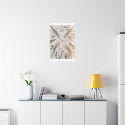 Elegant Dried Flowers Canvas Art - Japanese Pattern Japandi