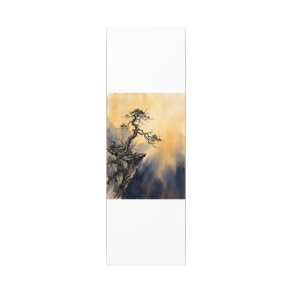 Zen Pine Tree in Golden Hour | Sumi E Canvas Art
