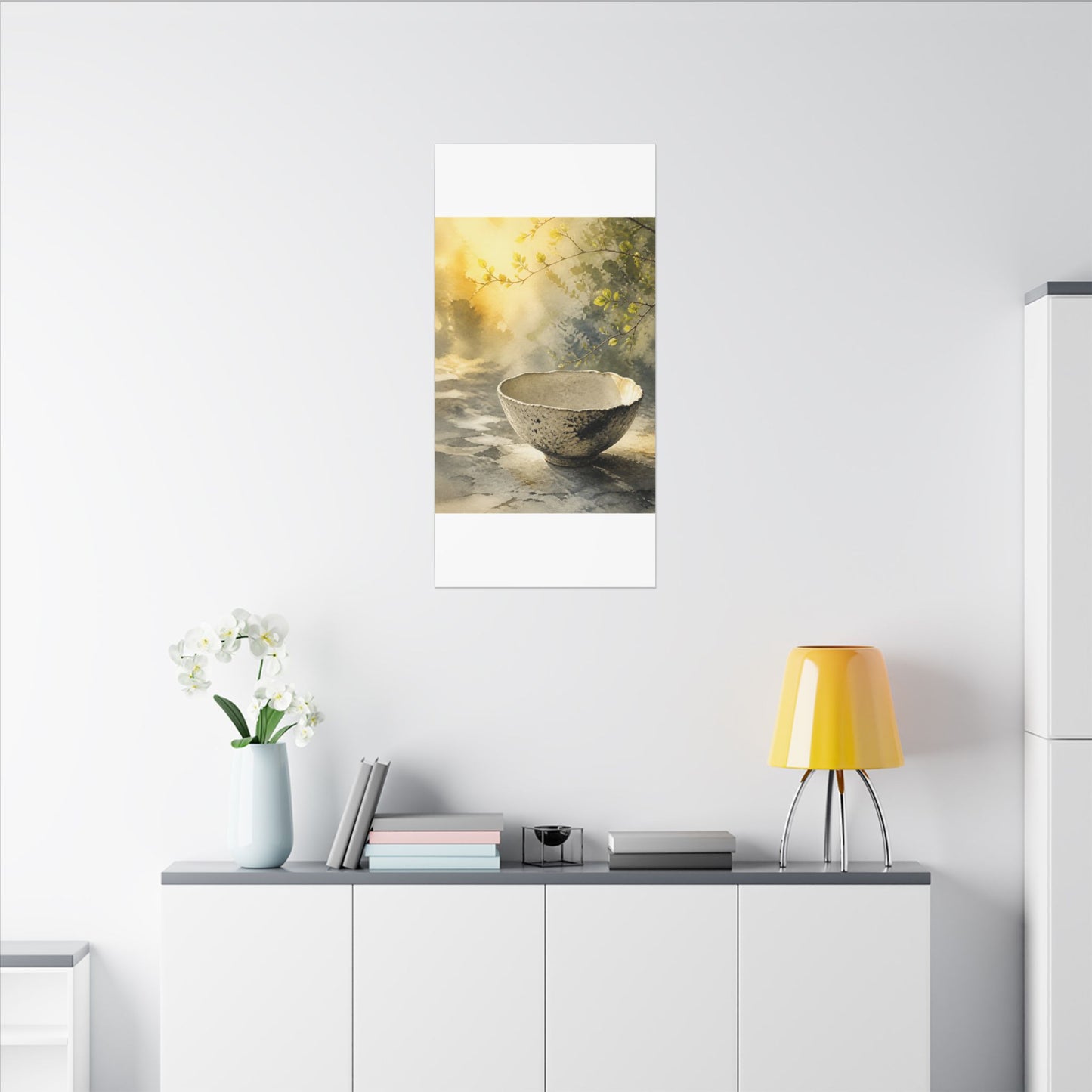 Cozy Ceramic Bowl Canvas Art - Watercolor Japandi