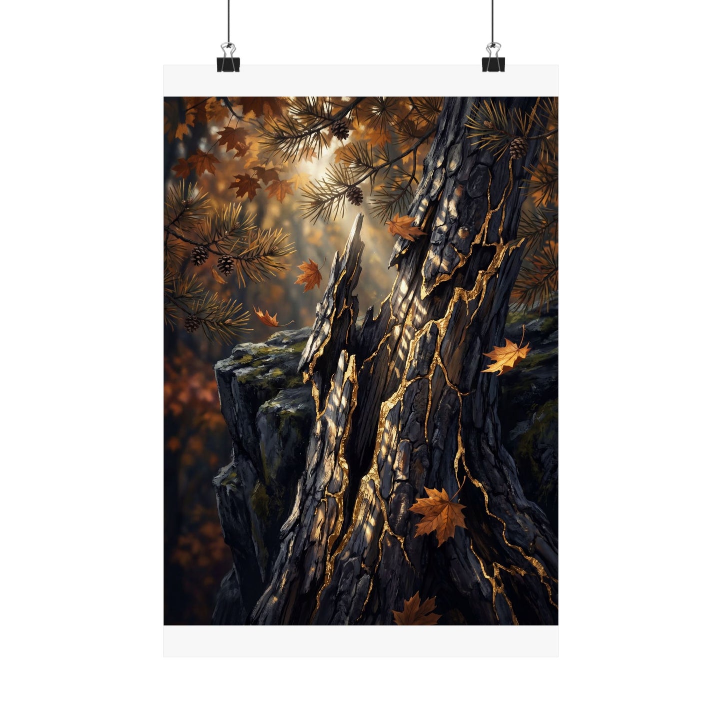 Pine Tree Autumn Wall Art Print | Kintsugi Beautiful Design