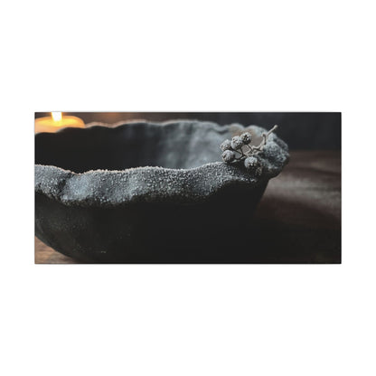 Ceramic Bowl Canvas Art | Winter Dark Japandi Shadow Zen Art