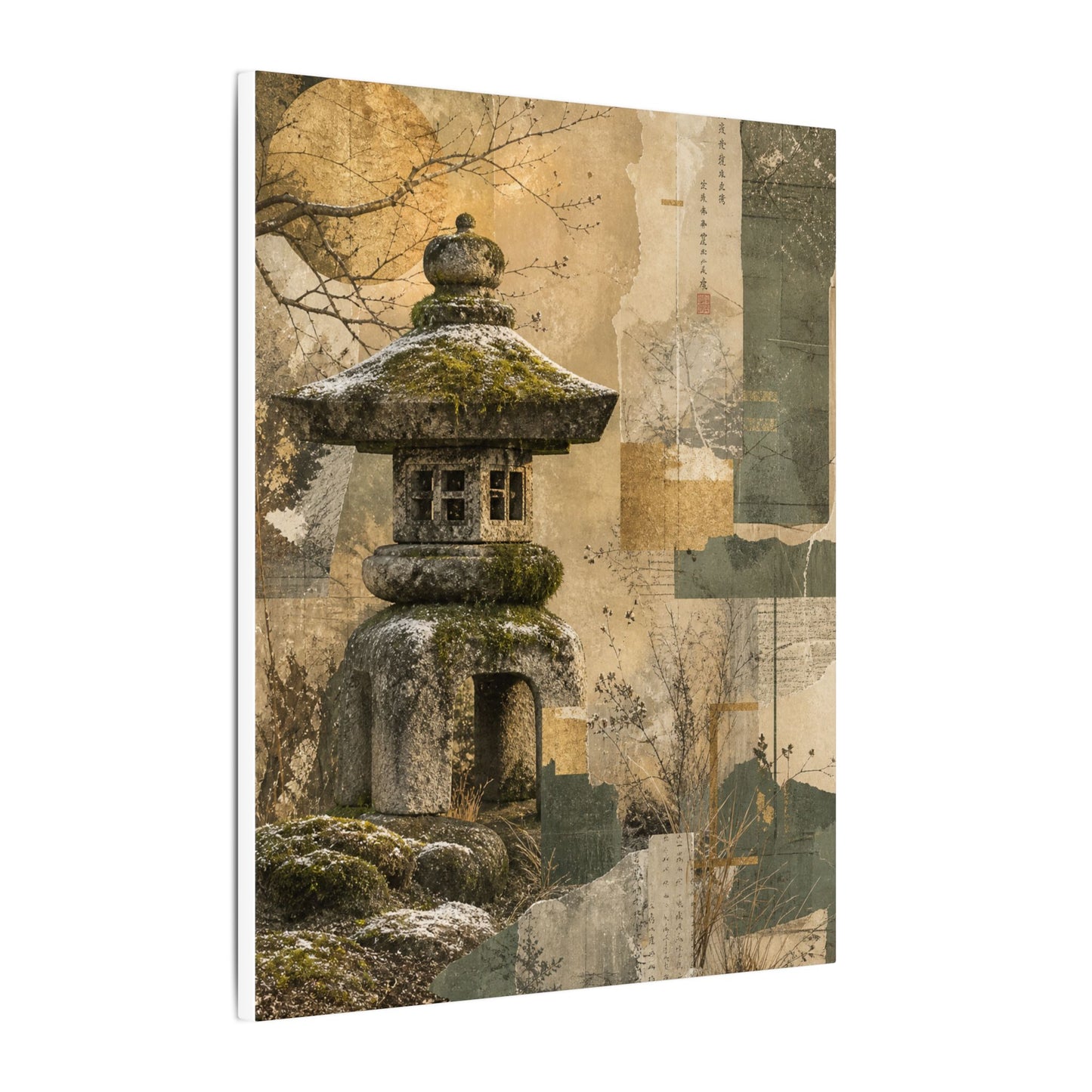 Elegant Stone Lantern Canvas Art - Texture Japandi