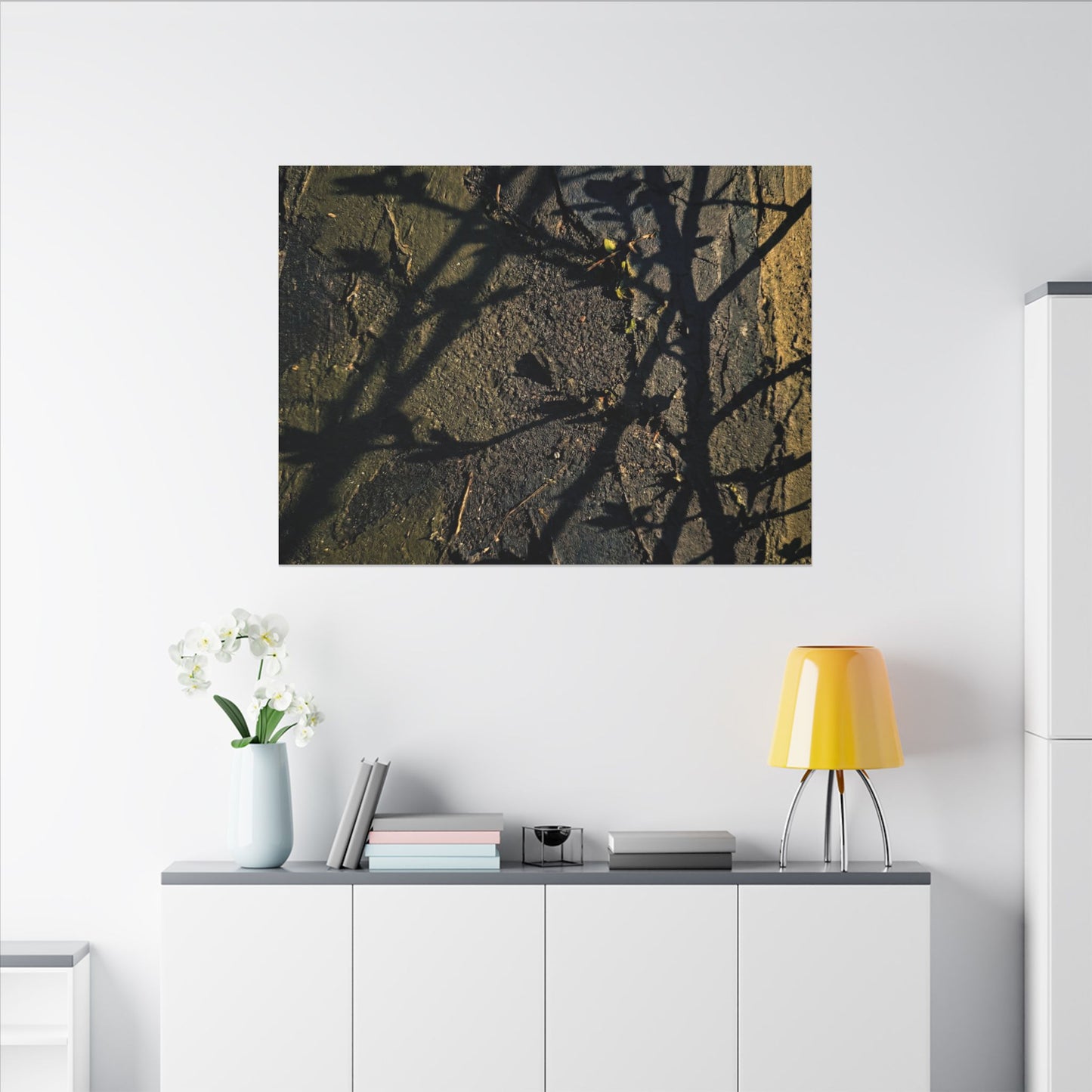 Kanso Shadow Play Canvas Art - Dark Japandi Dark Texture