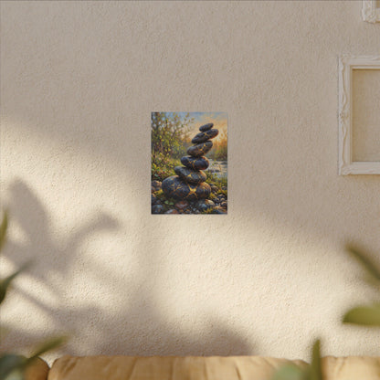 Spring River Stones Gold Repair Canvas Art | Healing Decor