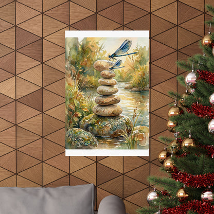 River Stones Summer Wall Art Print | Japandi Cozy Design