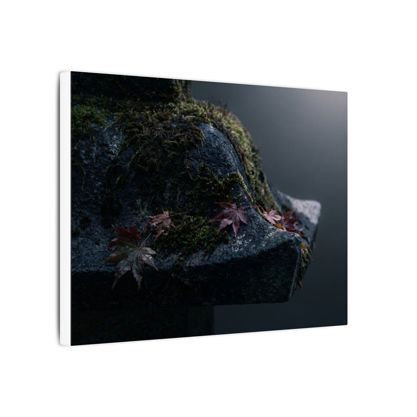Stone Lantern Moody Minimal Canvas Art | Sophisticated Dark Japandi Art