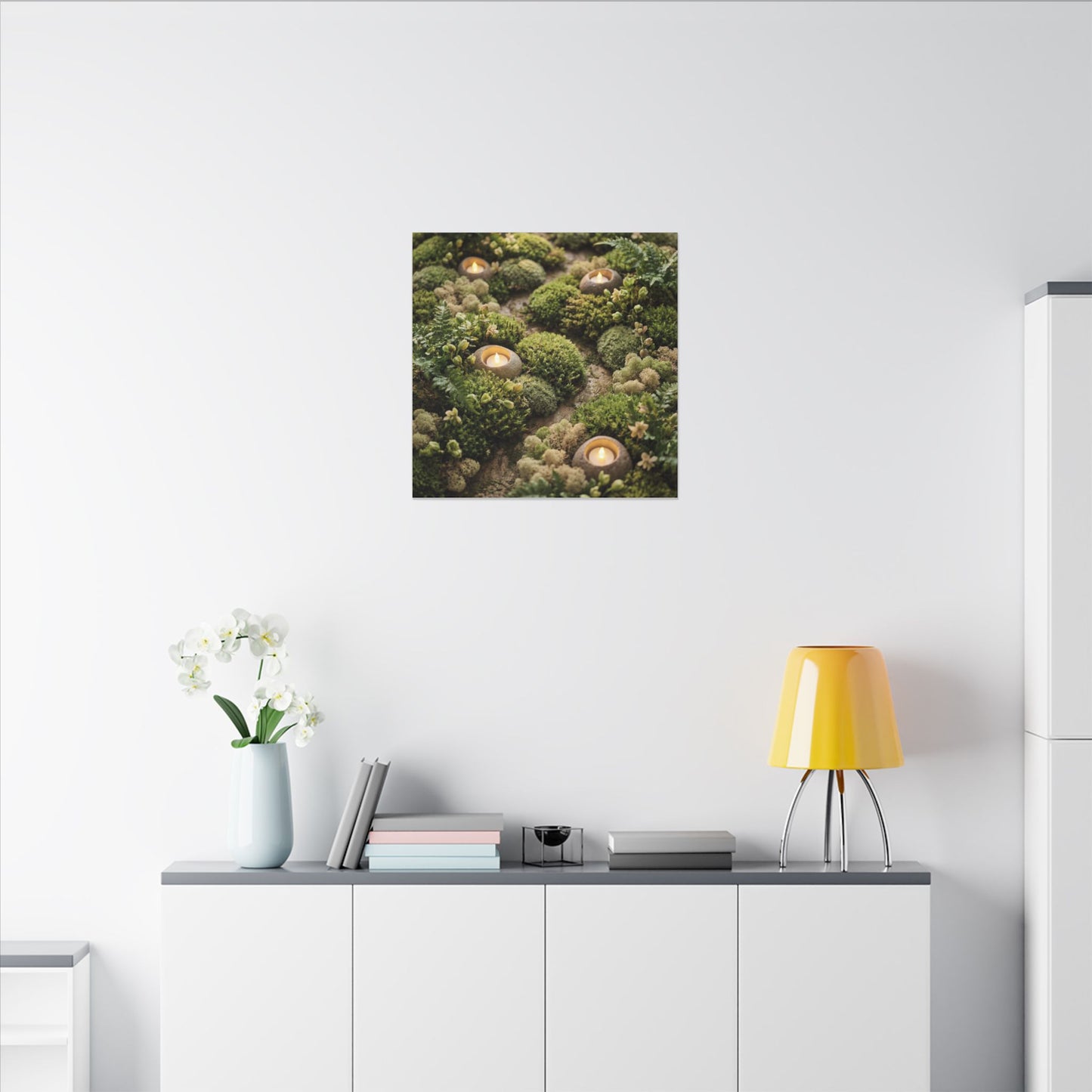 Moss Close Up Japanese Pattern Canvas Art | Neutral Japandi Art
