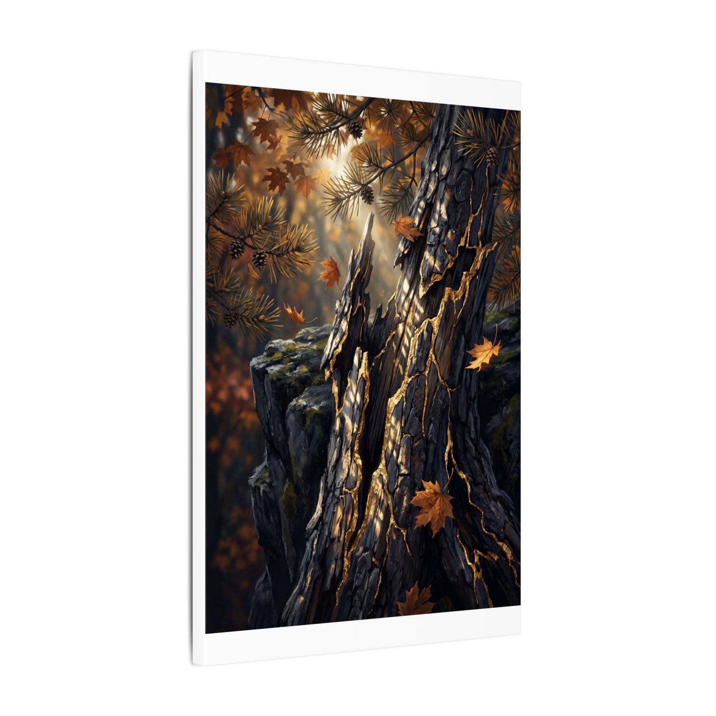 Pine Tree Autumn Canvas Art | Kintsugi Beautiful Design