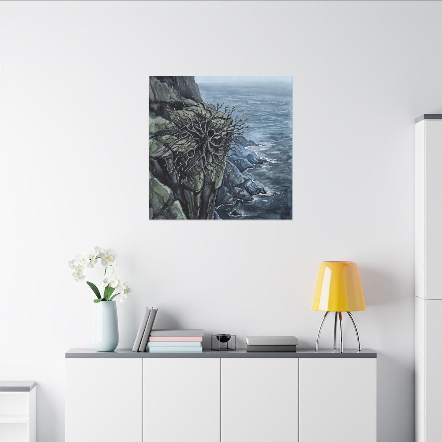 Pine Tree Spring Canvas Art | Japandi Neutral Design
