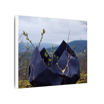 Paper Fold Canvas Art | Spring Kintsugi Gold Repair Art