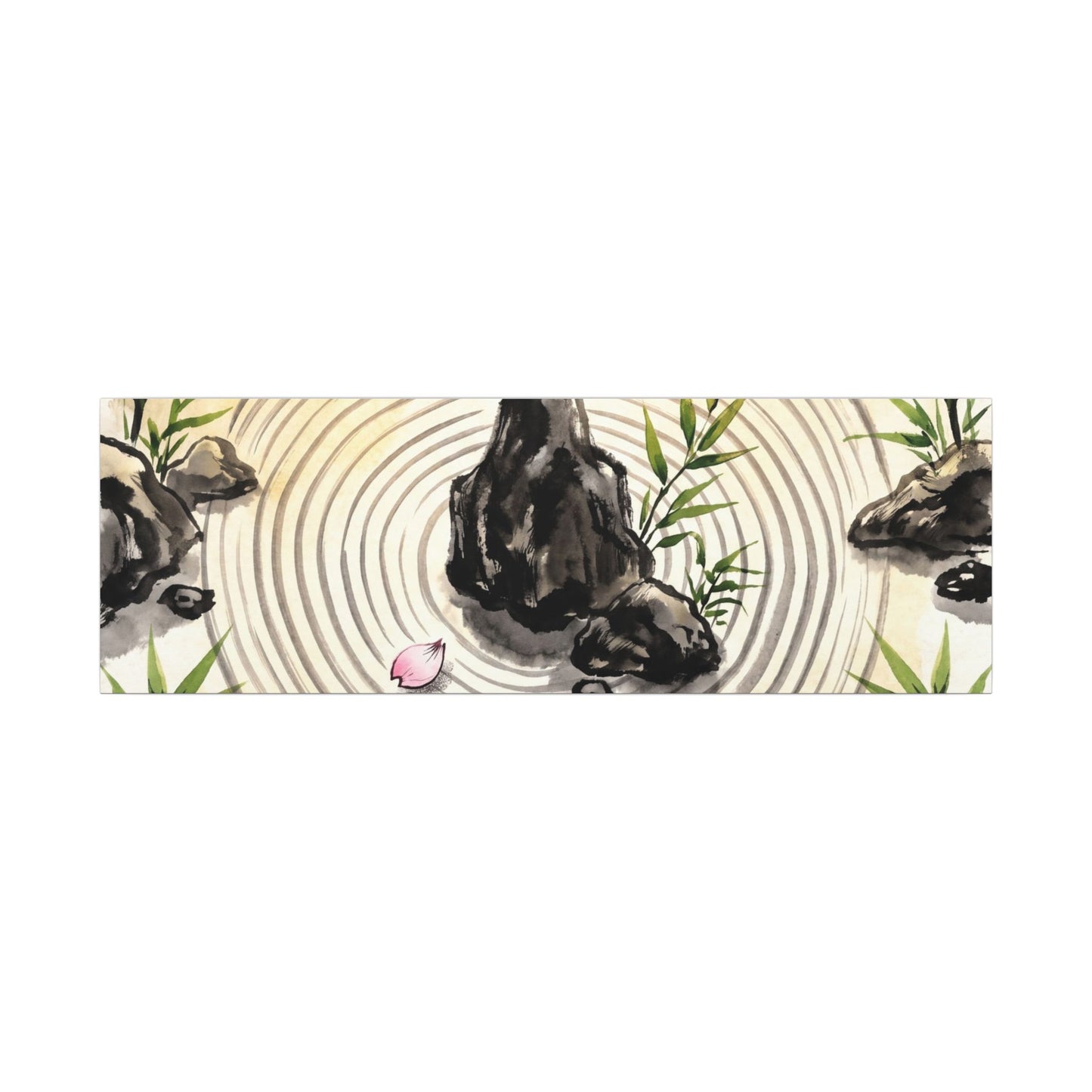 Zen Rock Garden in Golden Hour | Sumi E Canvas Art