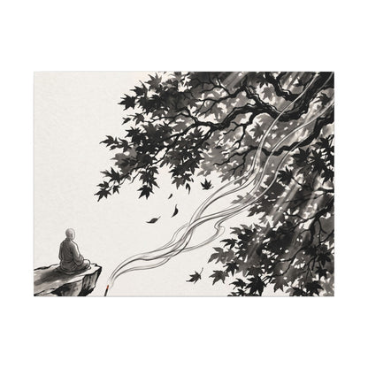 Serene Incense Smoke Canvas Art - Ukiyo E Inspired Zen Art Print