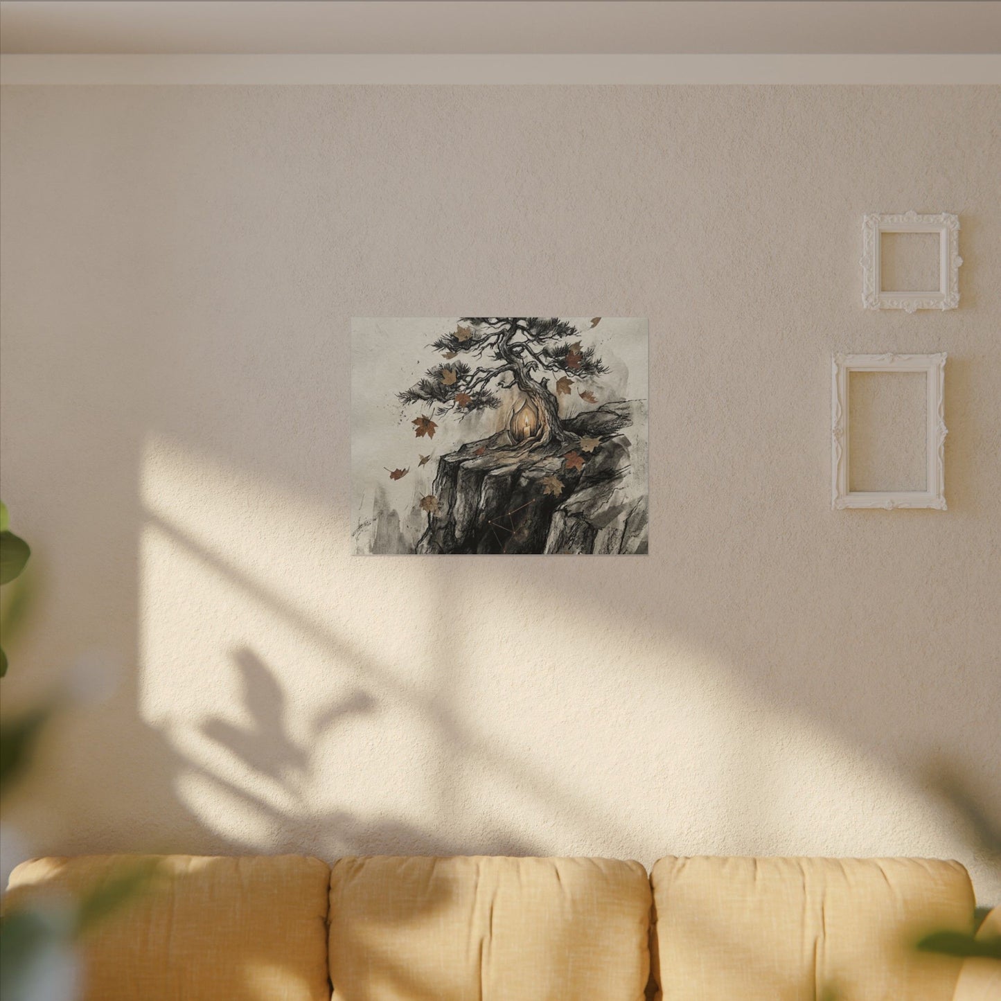 Pine Tree Autumn Canvas Art | Japandi Earthy Design