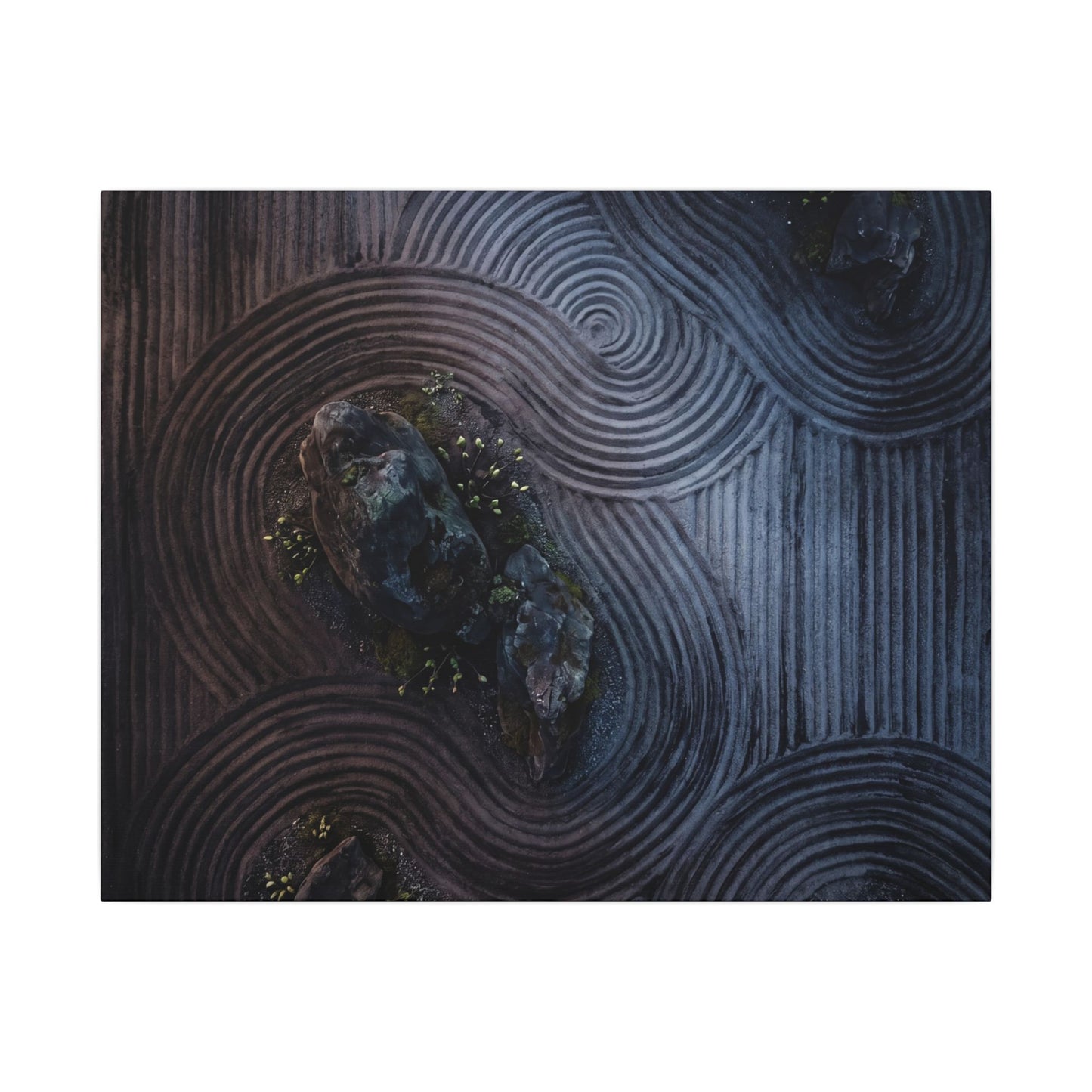 Spring Rock Garden Charcoal Ink Canvas Art | Bold Decor
