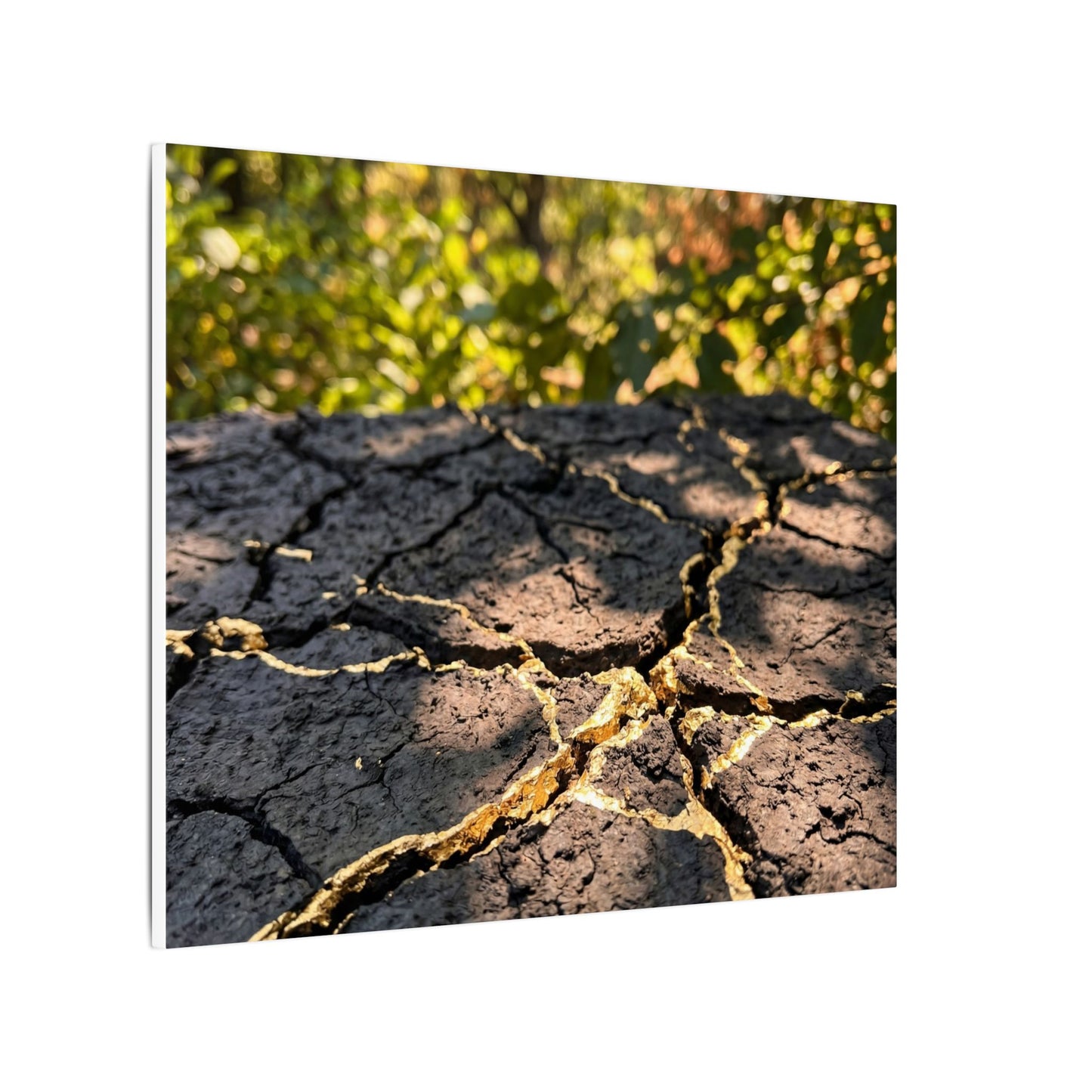 Shibui Cracked Earth Canvas Art - Kintsugi Gold Repair
