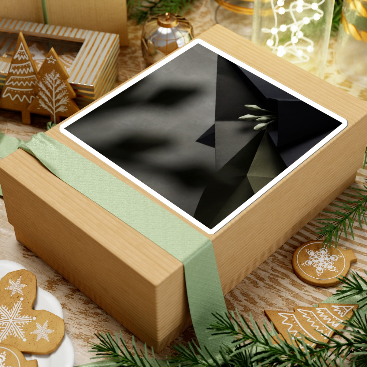 Luxurious Paper Fold Sticker - Moody Minimal Dark Japandi Art Print