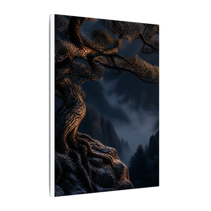 Bold Pine Tree Canvas Art - Shadow Zen Dark Japandi
