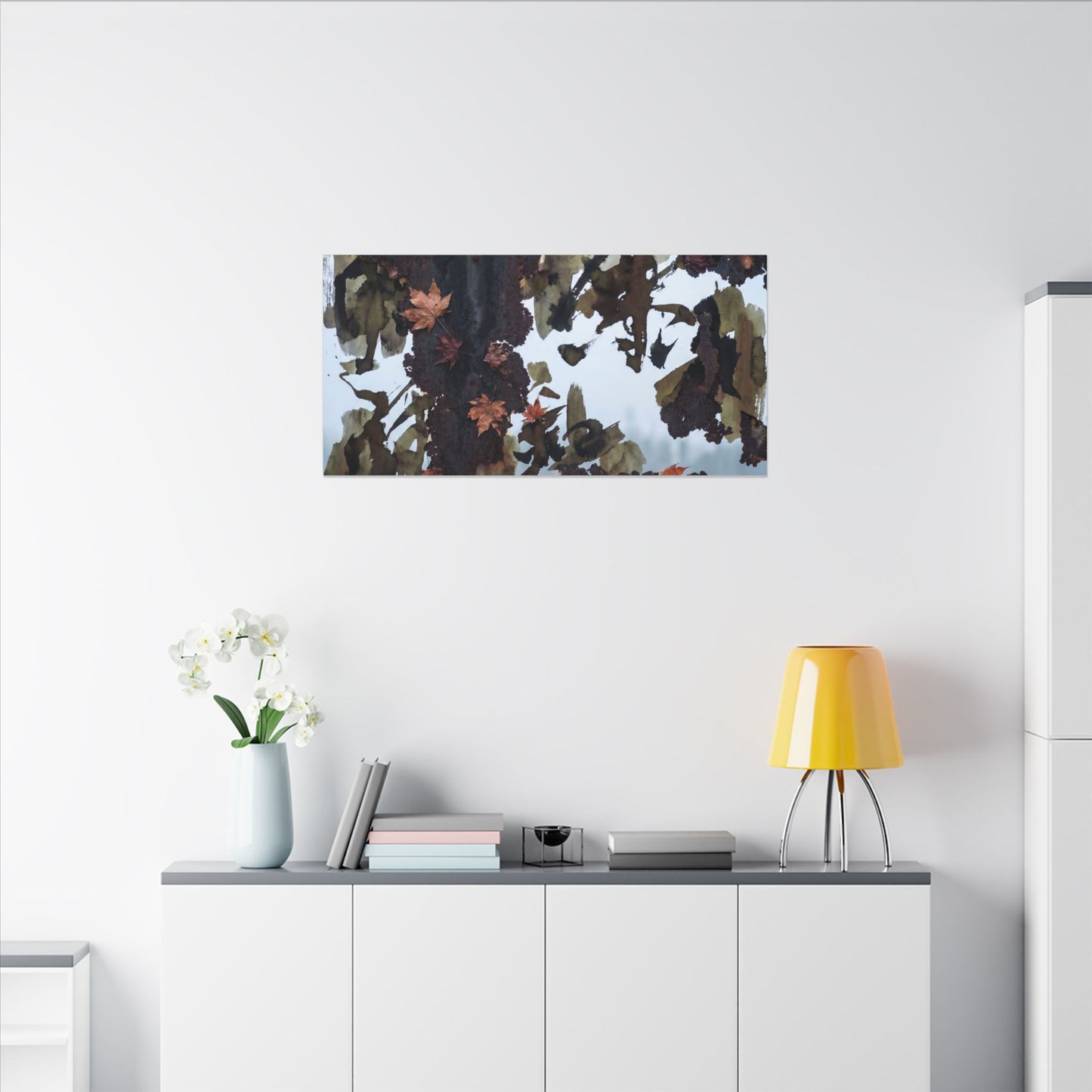 Rust Patina Charcoal Ink Canvas Art | Sophisticated Dark Japandi Art