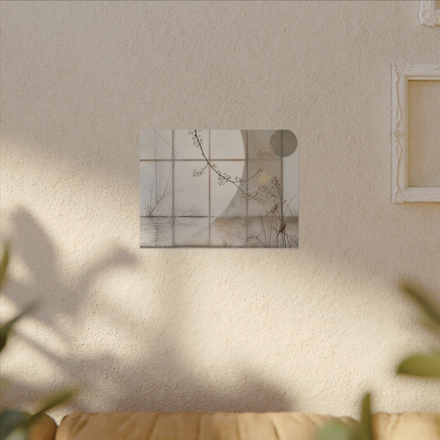 Winter Shoji Screen Japanese Pattern Canvas Art | Elegant Decor