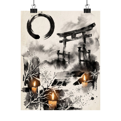 Zen Torii Gate in Candlelight | Enso Wall Art Print Art Print