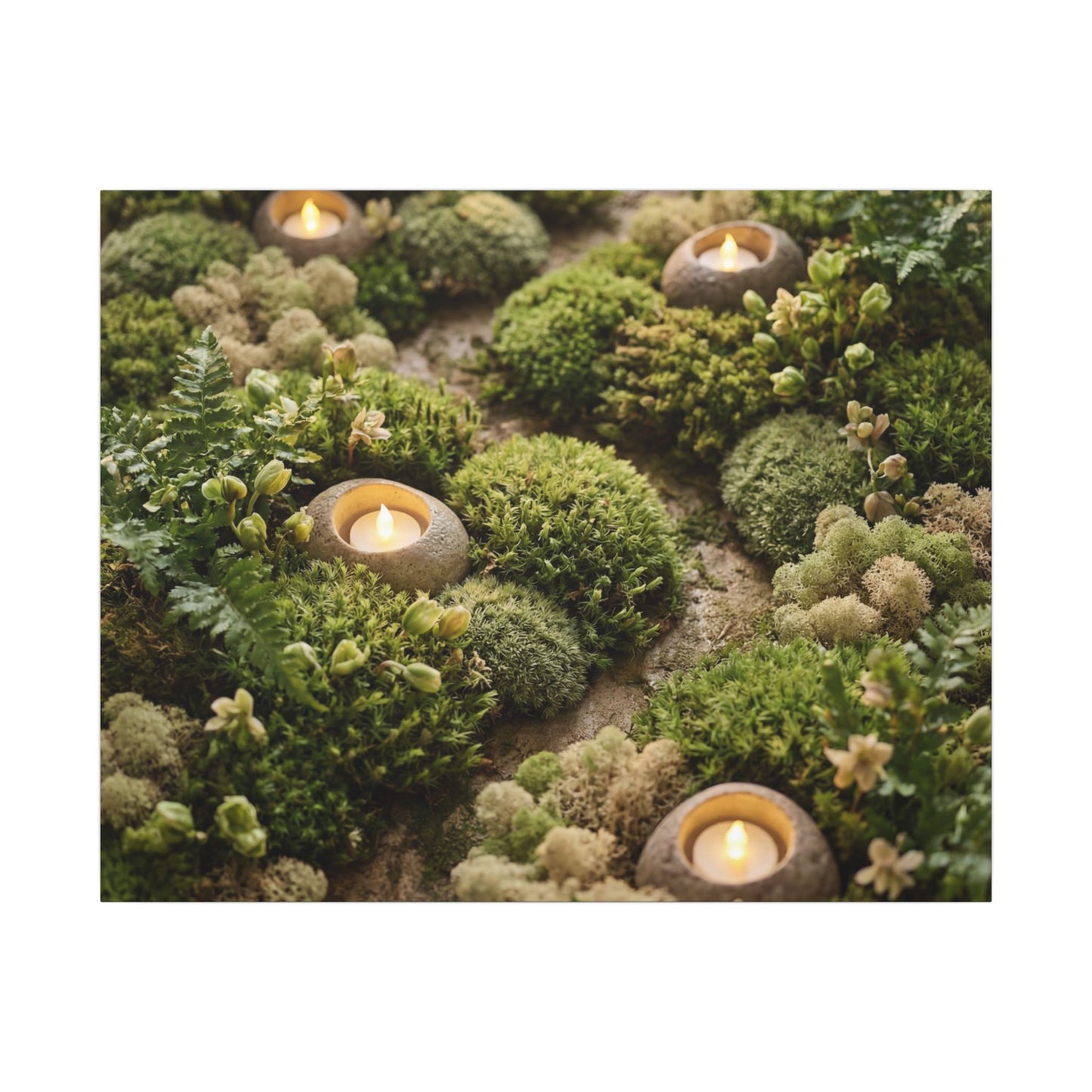 Moss Close Up Japanese Pattern Canvas Art | Neutral Japandi Art
