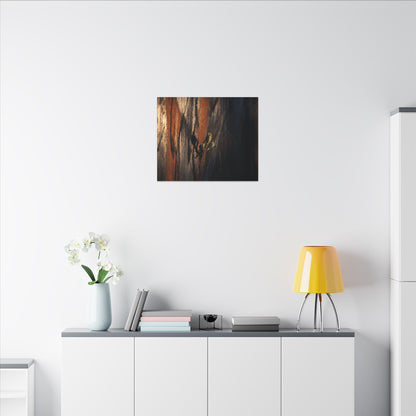 Rust Patina Charcoal Ink Canvas Art | Moody Dark Japandi Art