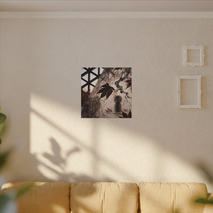 Shoji Screen Autumn Canvas Art | Dark Japandi Atmospheric Design