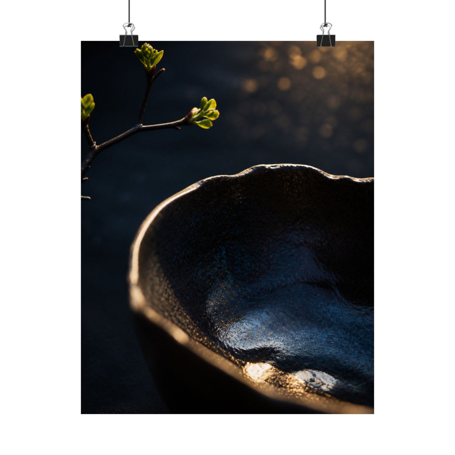Ma Ceramic Bowl Wall Art Print - Dark Japandi Shadow Zen