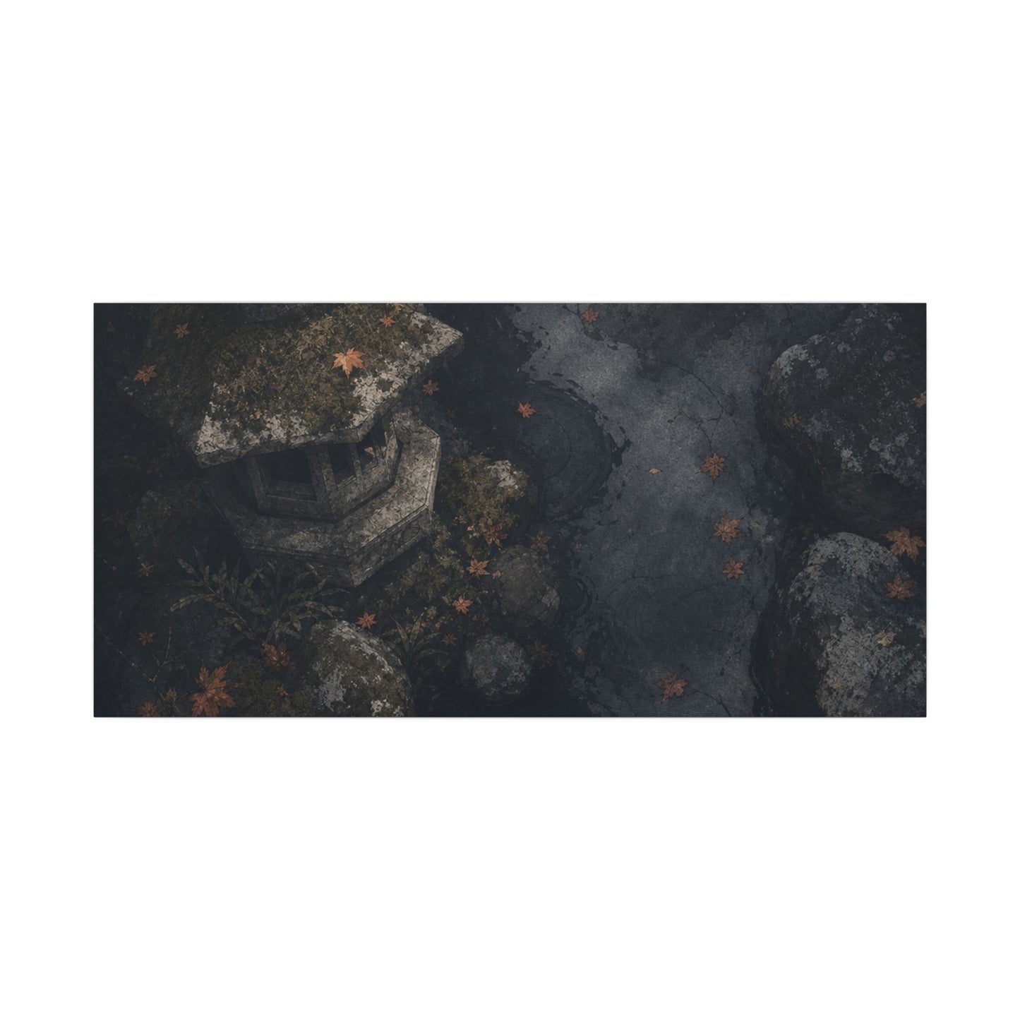 Stone Lantern Canvas Art | Autumn Japandi Texture Art