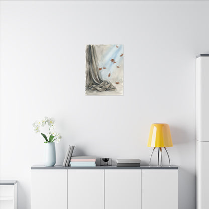 Ma Silk Drape Canvas Art - Japandi Watercolor