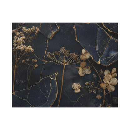 Philosophical Dried Flowers Canvas Art - Broken Beauty Kintsugi