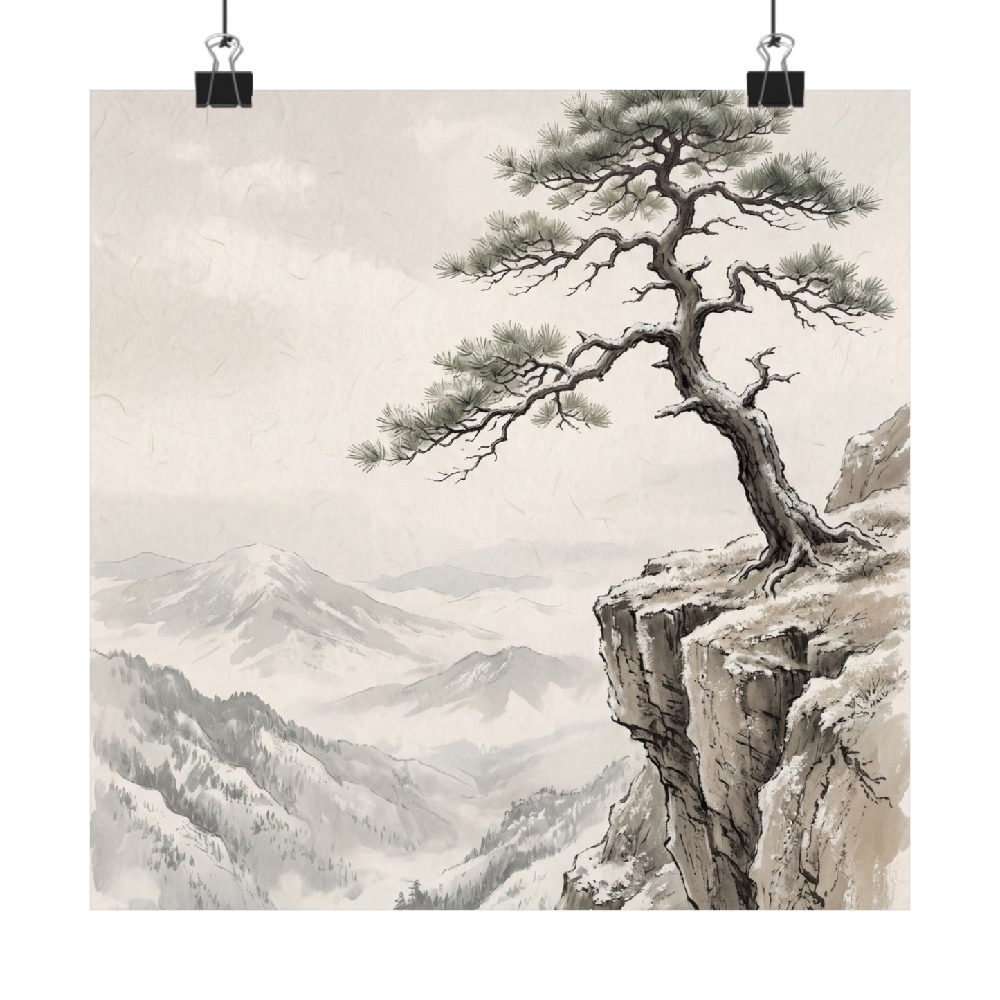 Pine Tree Wall Art Print | Winter Japandi Japanese Pattern Art