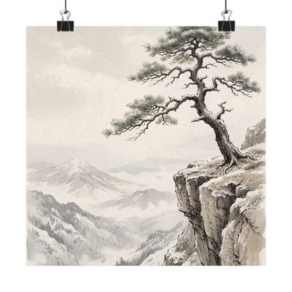 Pine Tree Wall Art Print | Winter Japandi Japanese Pattern Art