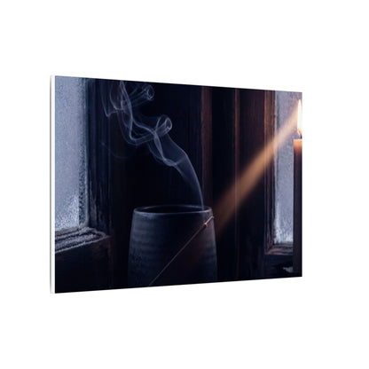 Incense Smoke Winter Canvas Art | Dark Japandi Sophisticated Design