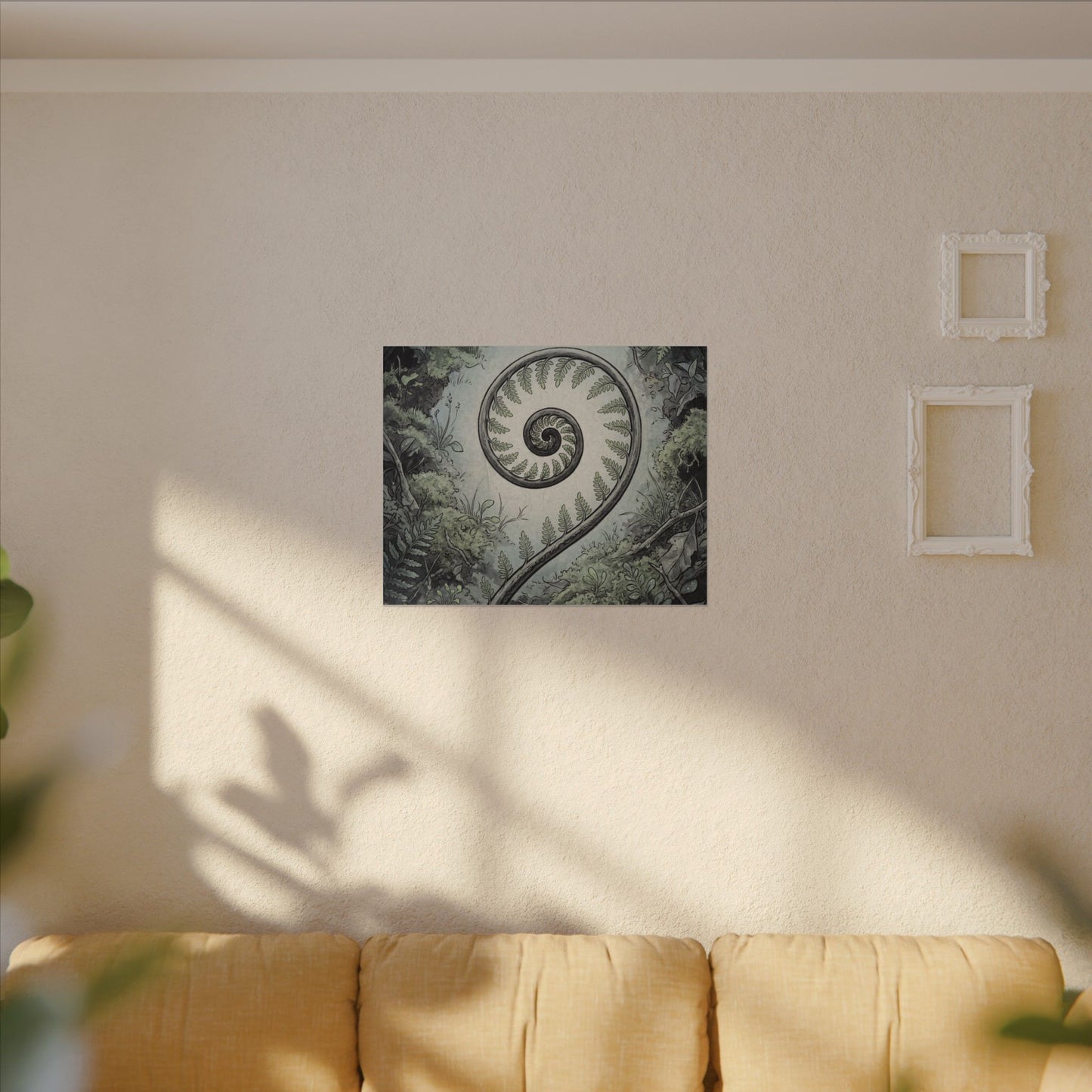 Zen Fern Unfurling in Dawn | Ukiyo E Inspired Canvas Art