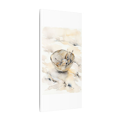 Ceramic Bowl Canvas Art | Winter Japandi Watercolor Art