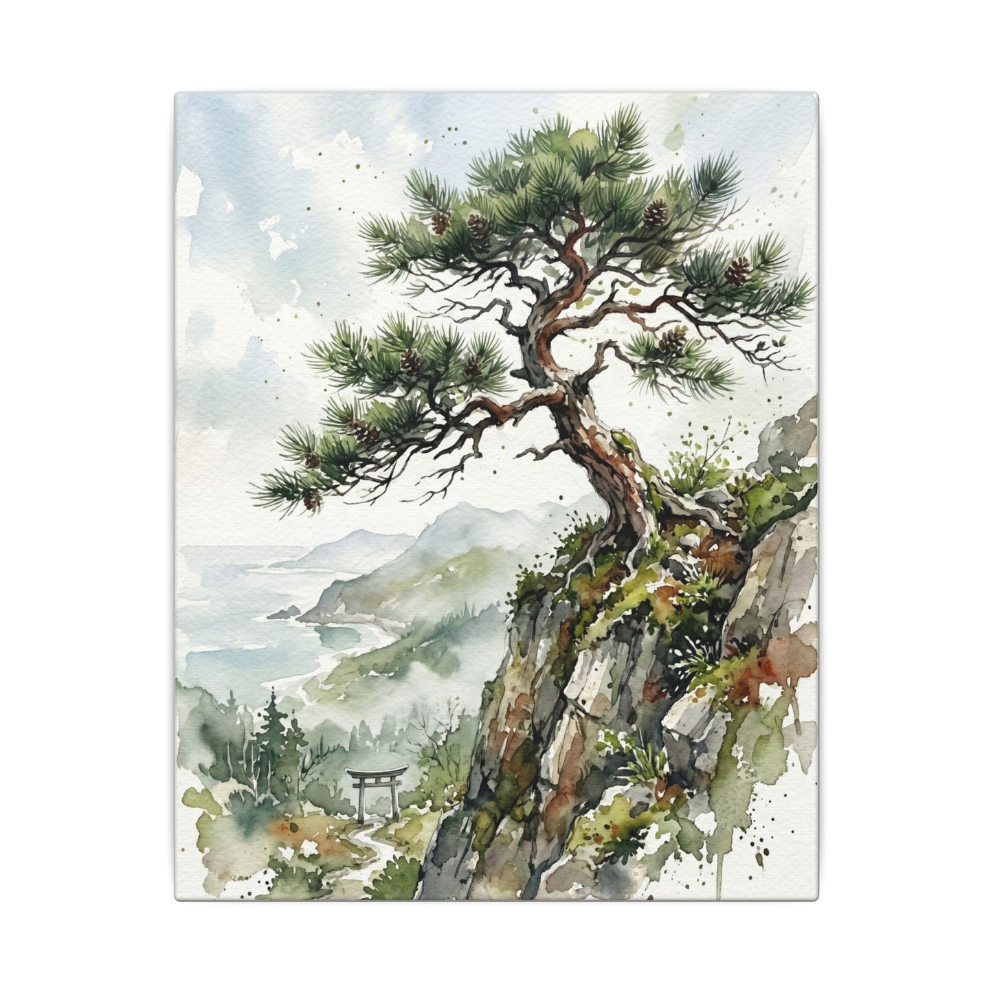 Pine Tree Spring Canvas Art | Japandi Neutral Design