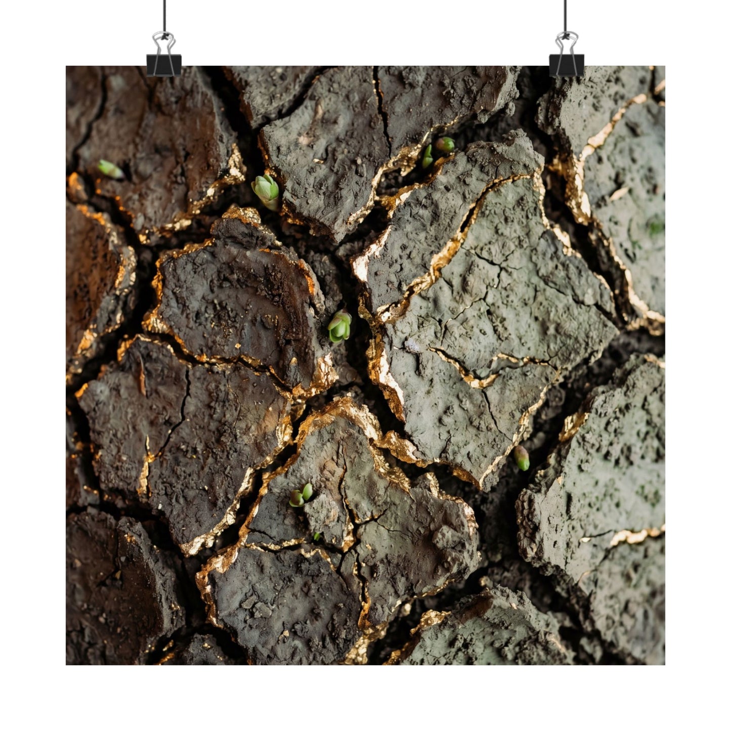 Cracked Earth Japanese Pattern Wall Art Print | Elegant Japandi Art
