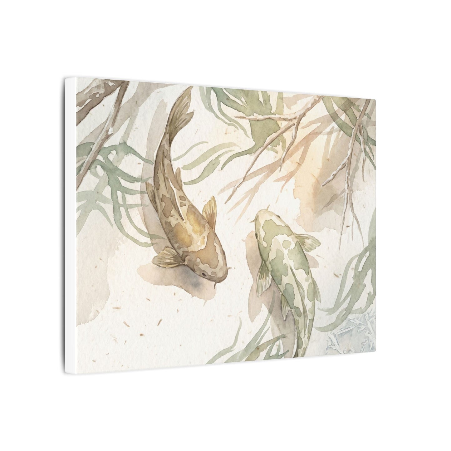 Koi Pond Canvas Art | Winter Japandi Watercolor Art
